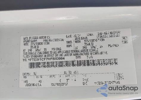 2017 Ford F-150 Lariat из США, поврежденный, VIN 1FTEW1CF7HFB53994